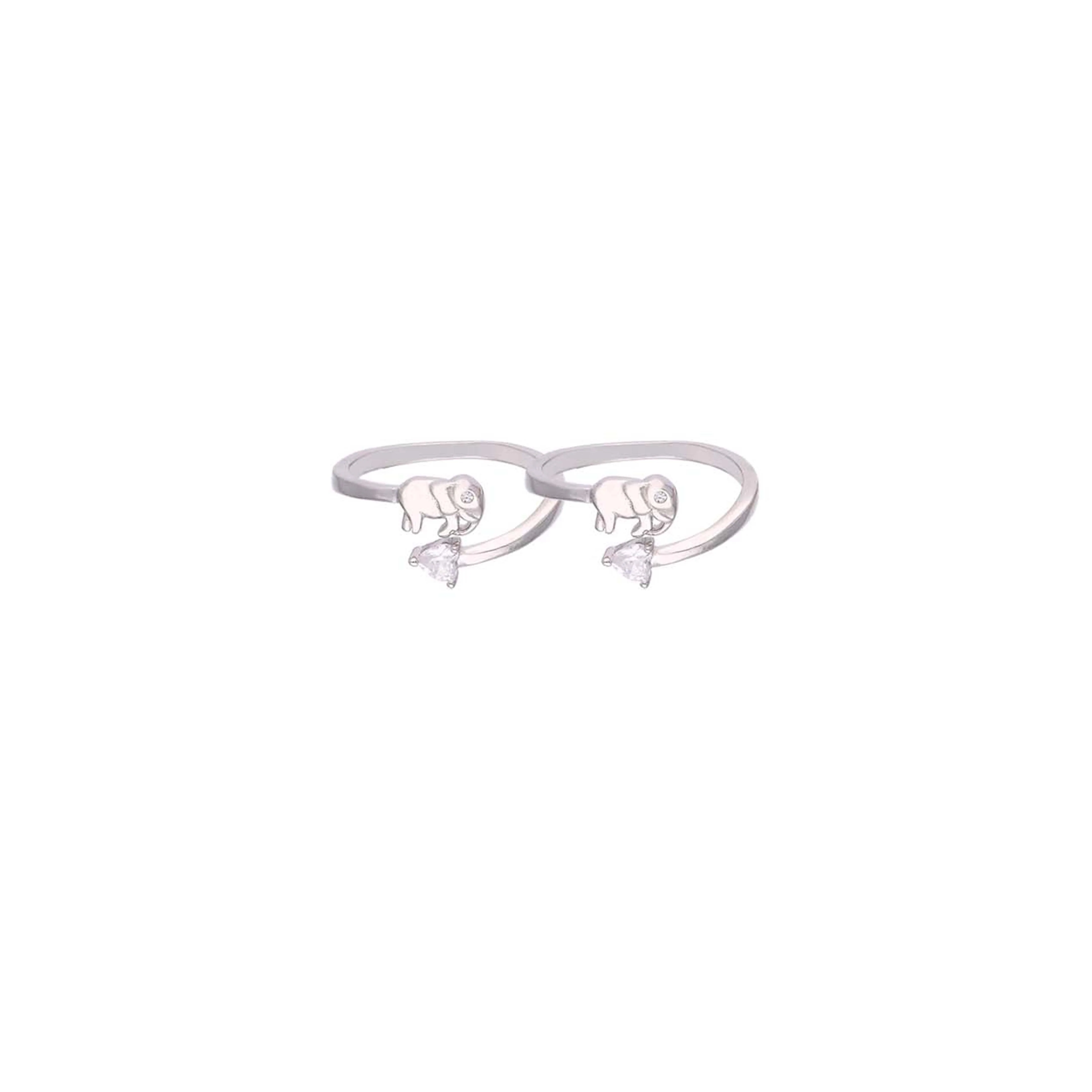 Sterling Silver Elephant Solitaire Toe Rings - Image 5