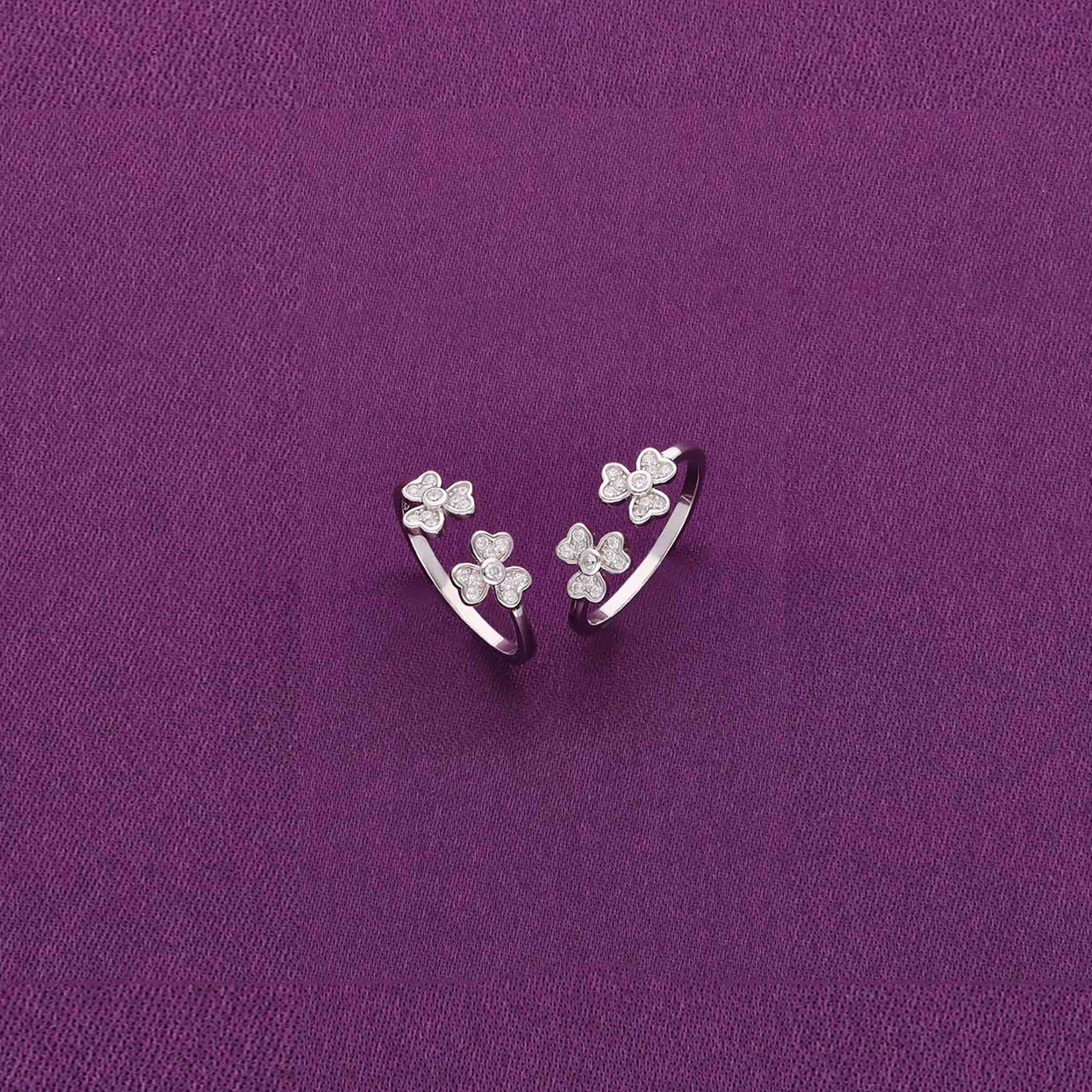Sterling Silver Floral Toe Rings - Image 3