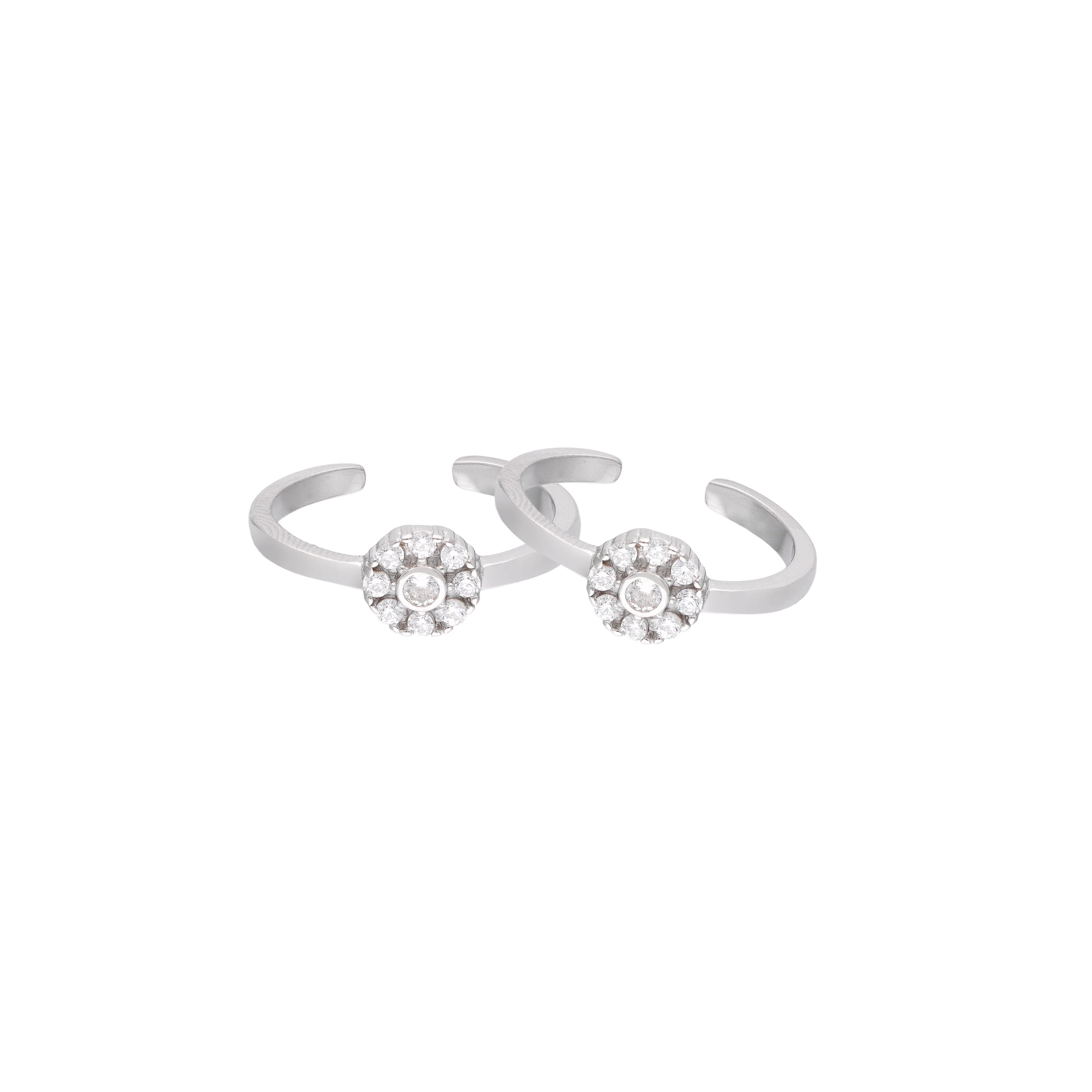 Floral Shine Sterling Silver Toe Rings - Image 3