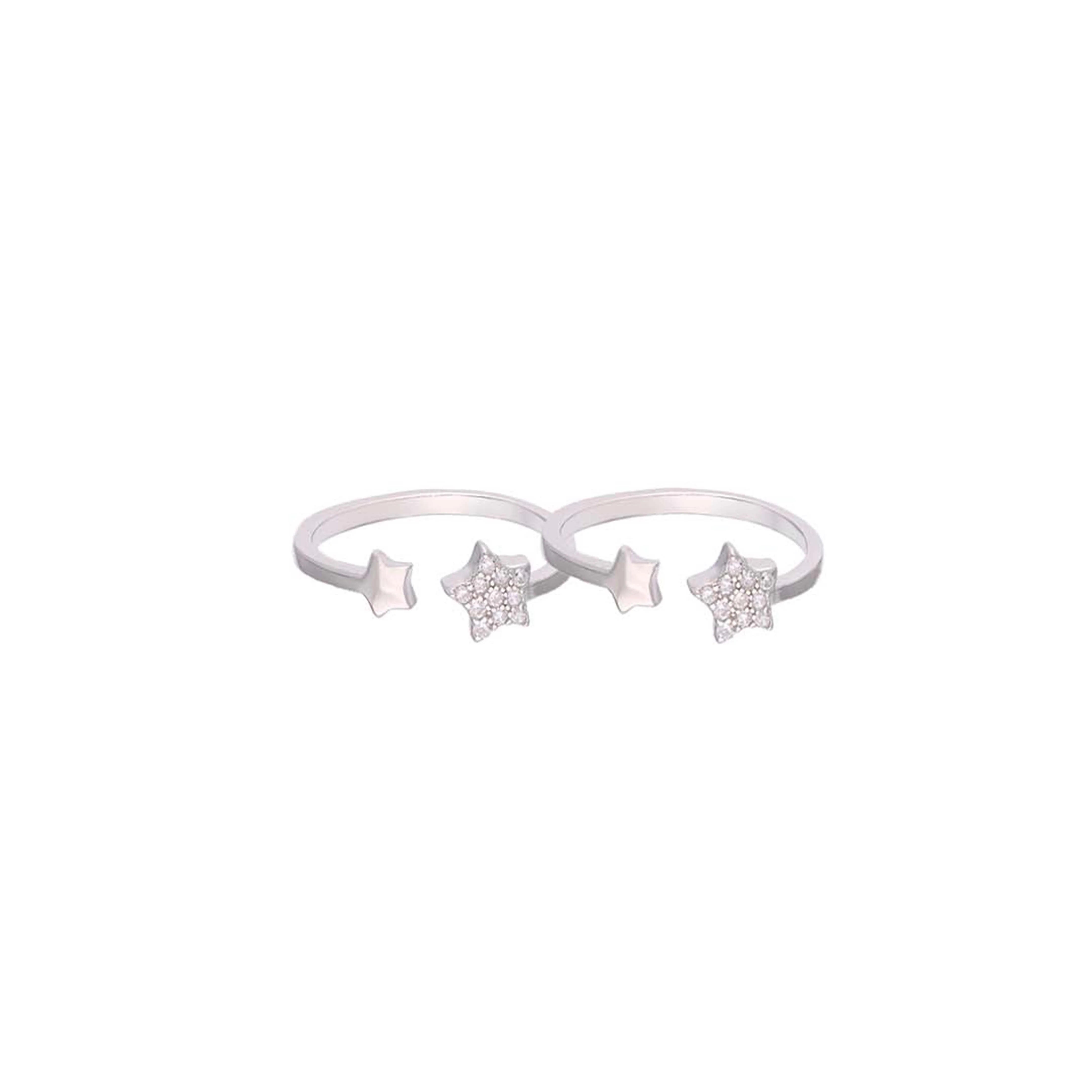 Sterling Silver Zircon Studded Star Toe Rings - Image 5