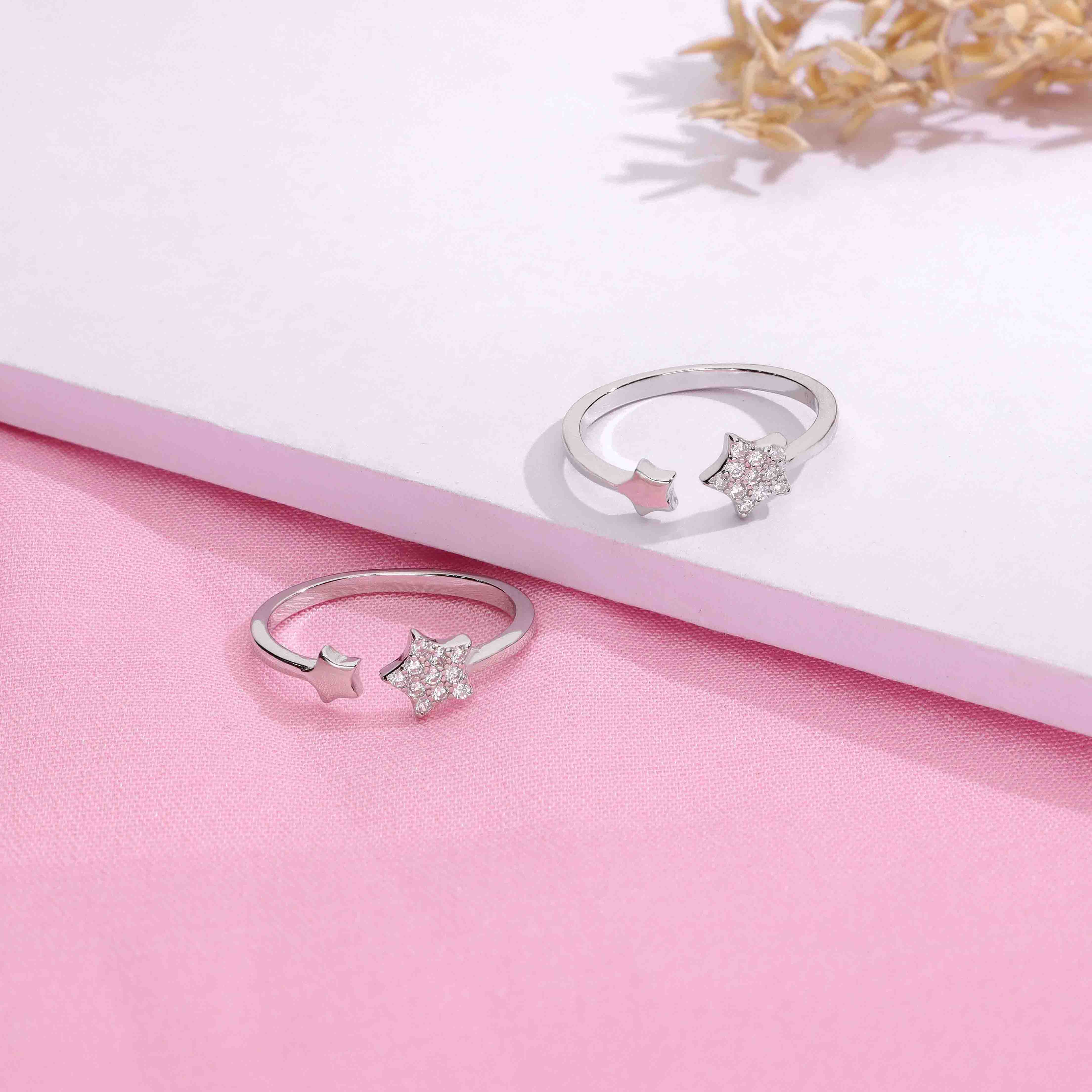 Sterling Silver Zircon Studded Star Toe Rings - Image 6