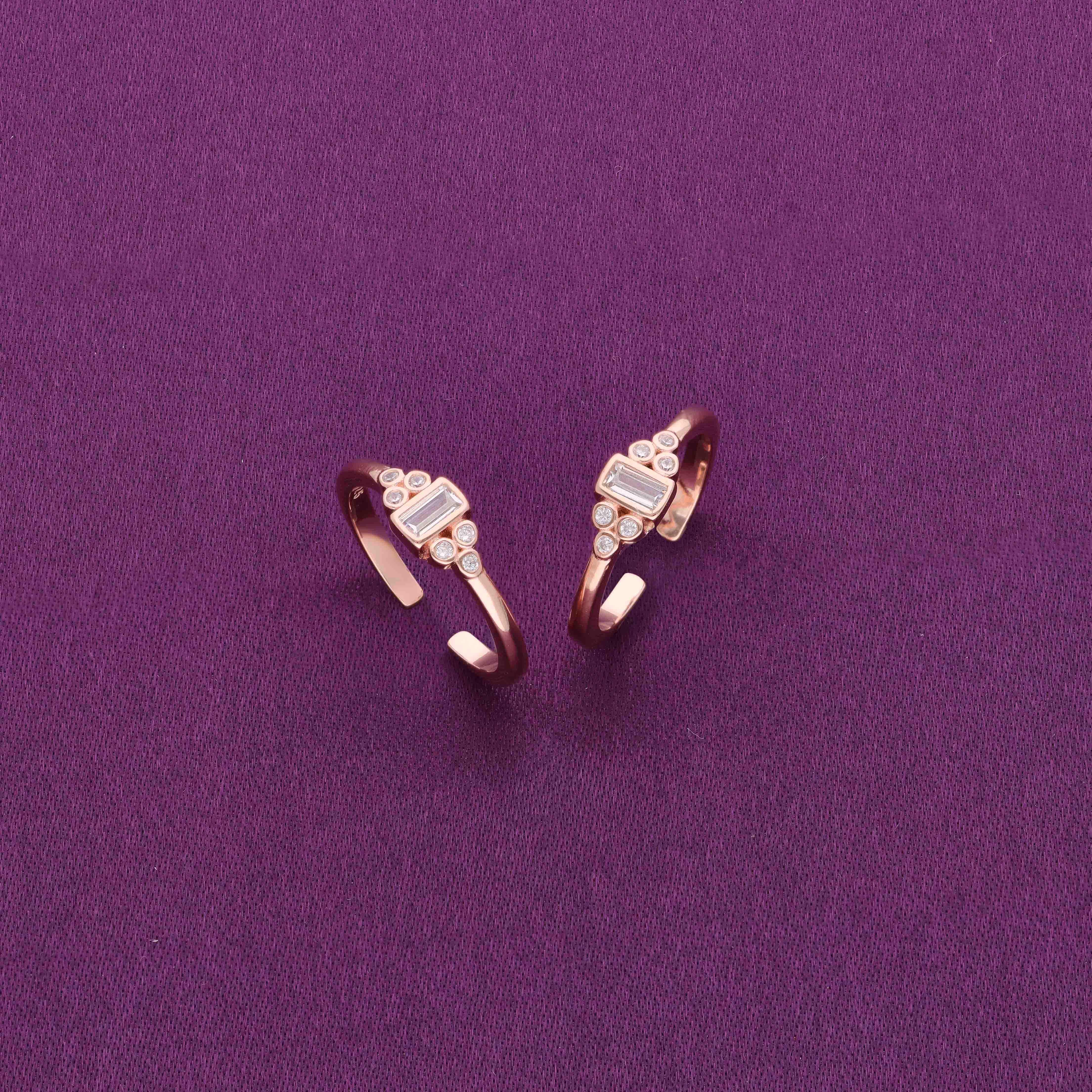 Sterling Silver Baguette Toe Rings - Image 4