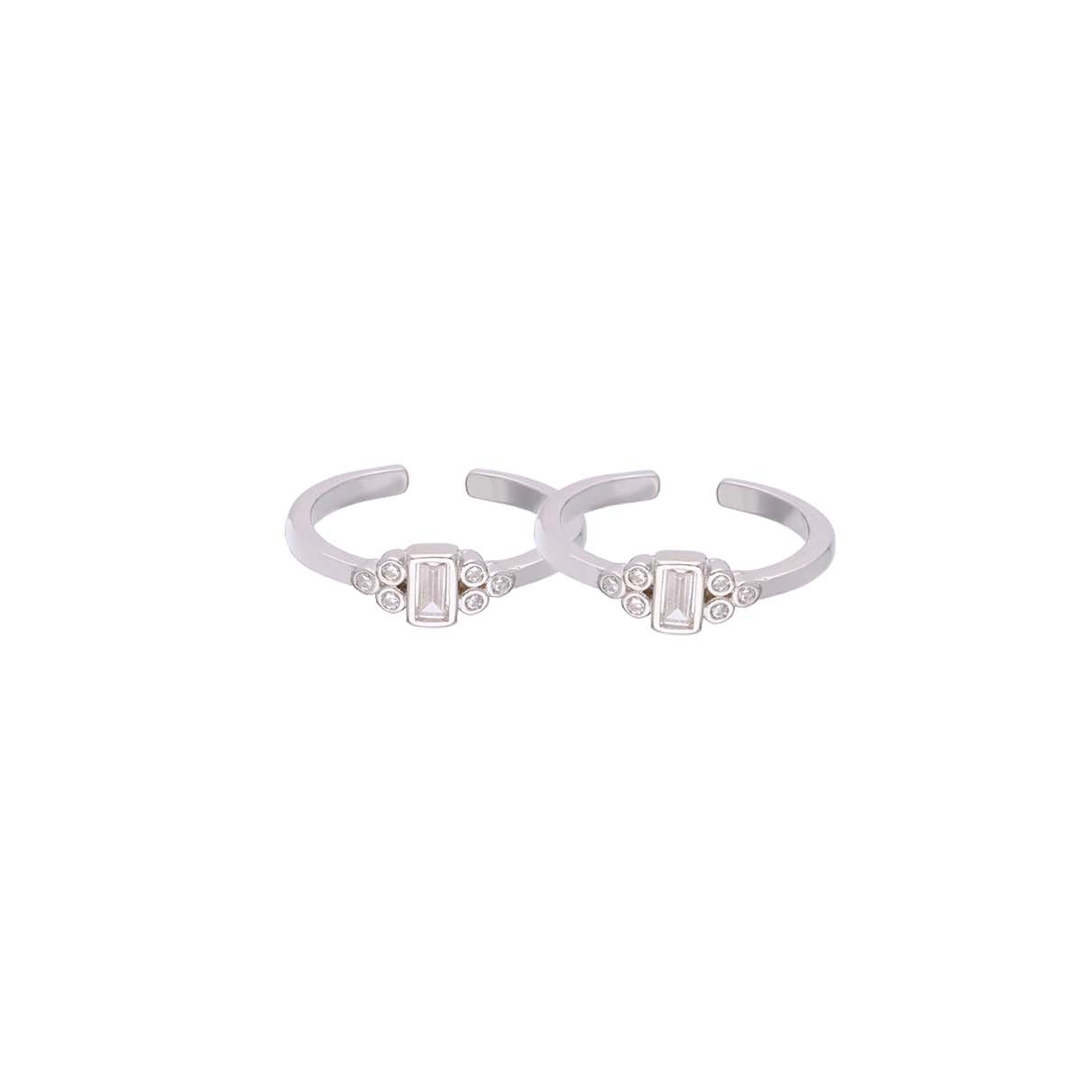 Sterling Silver Baguette Toe Rings - Image 5