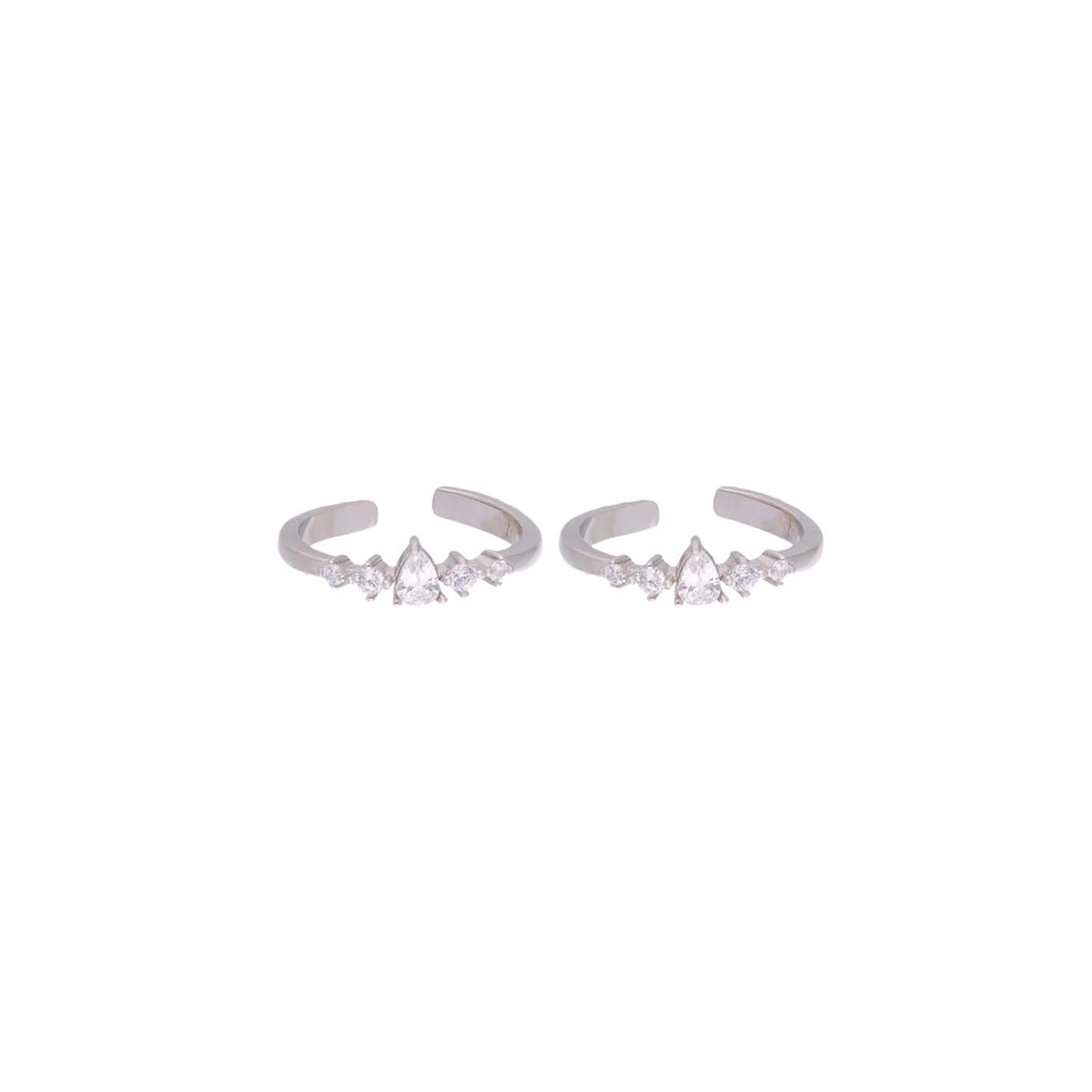 Sterling Silver Zircon Studded Crown Toe Ring - Image 5