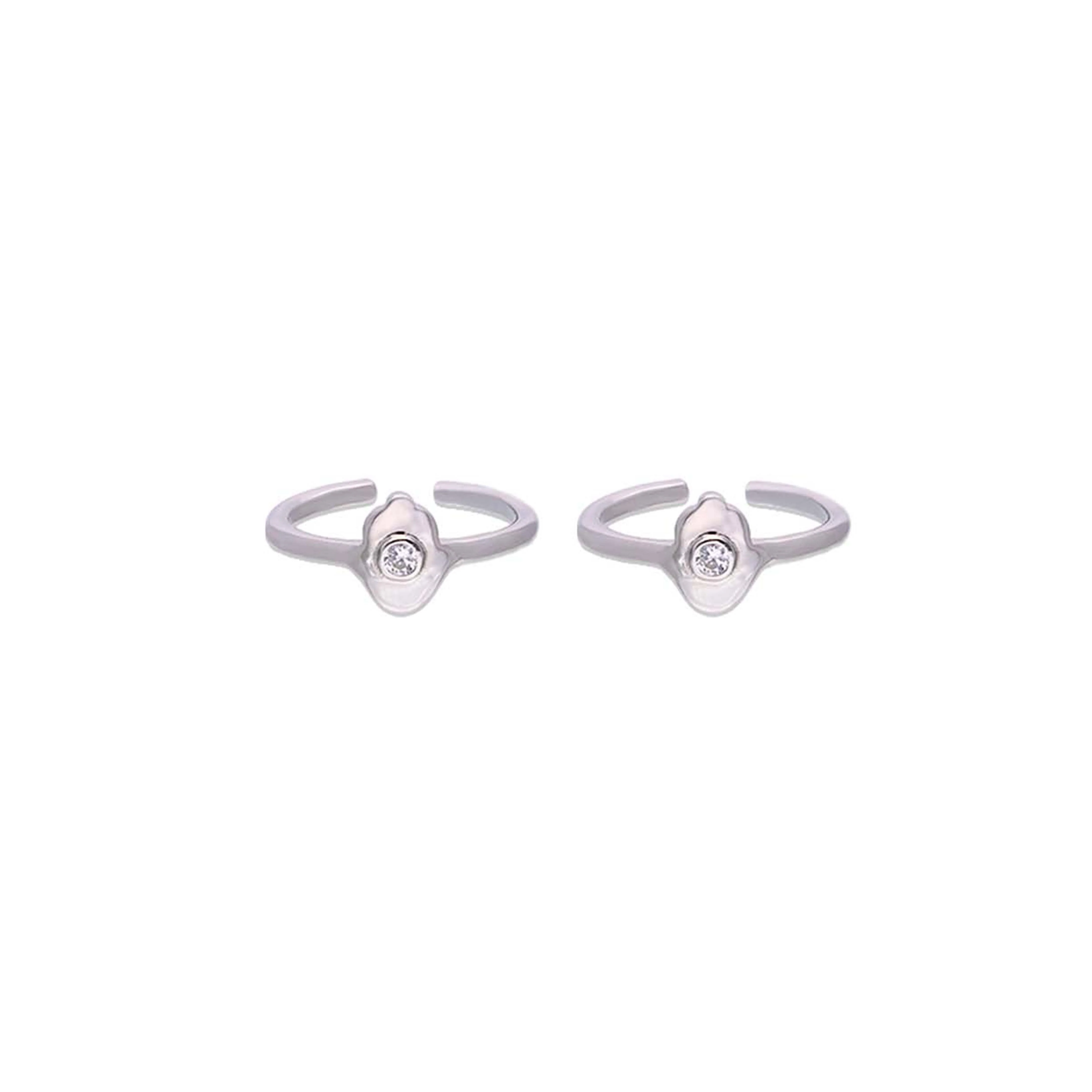 Sterling Silver Solitaire Causal Toe Ring - Image 5