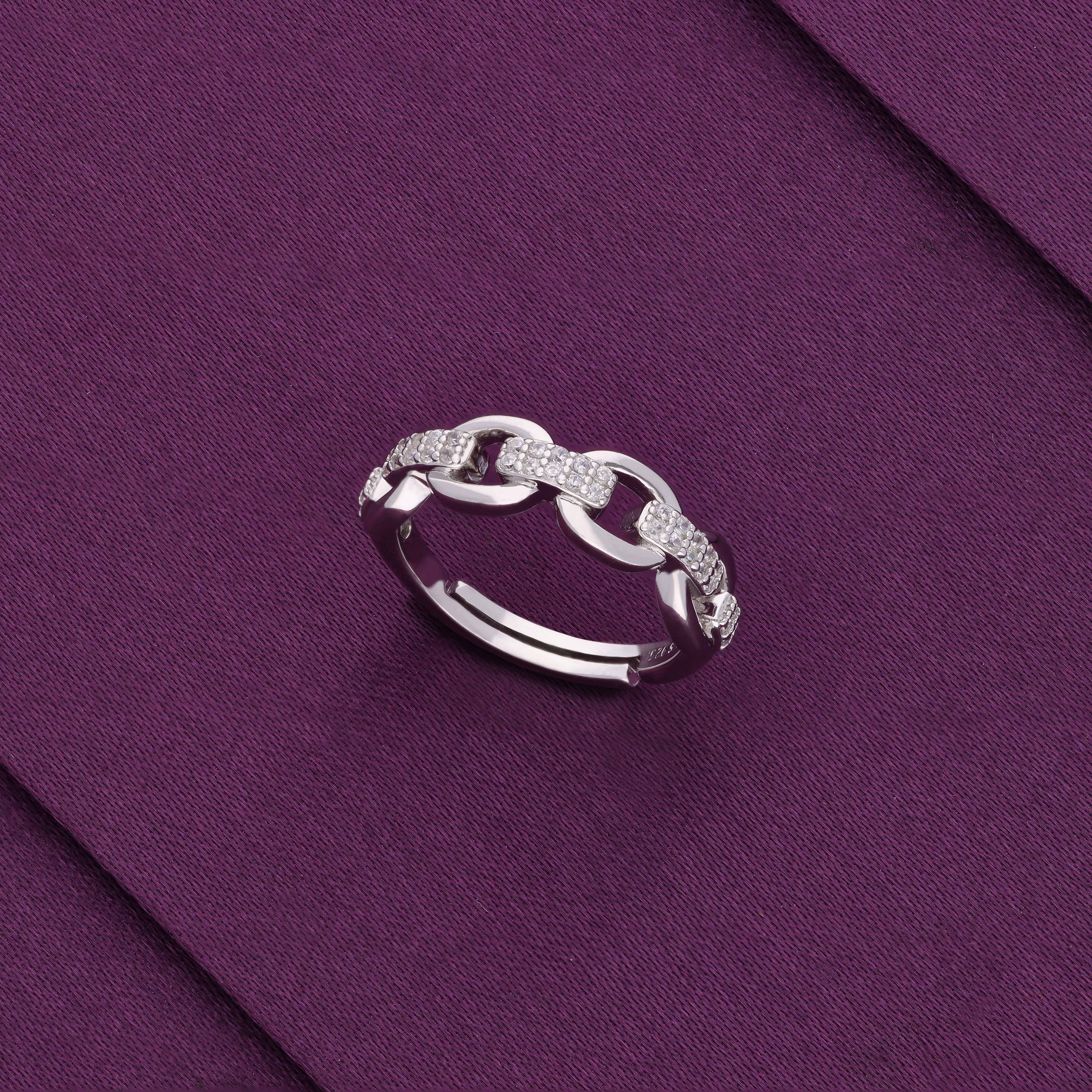 Trendy Link Silver Minimal Ring - Image 3