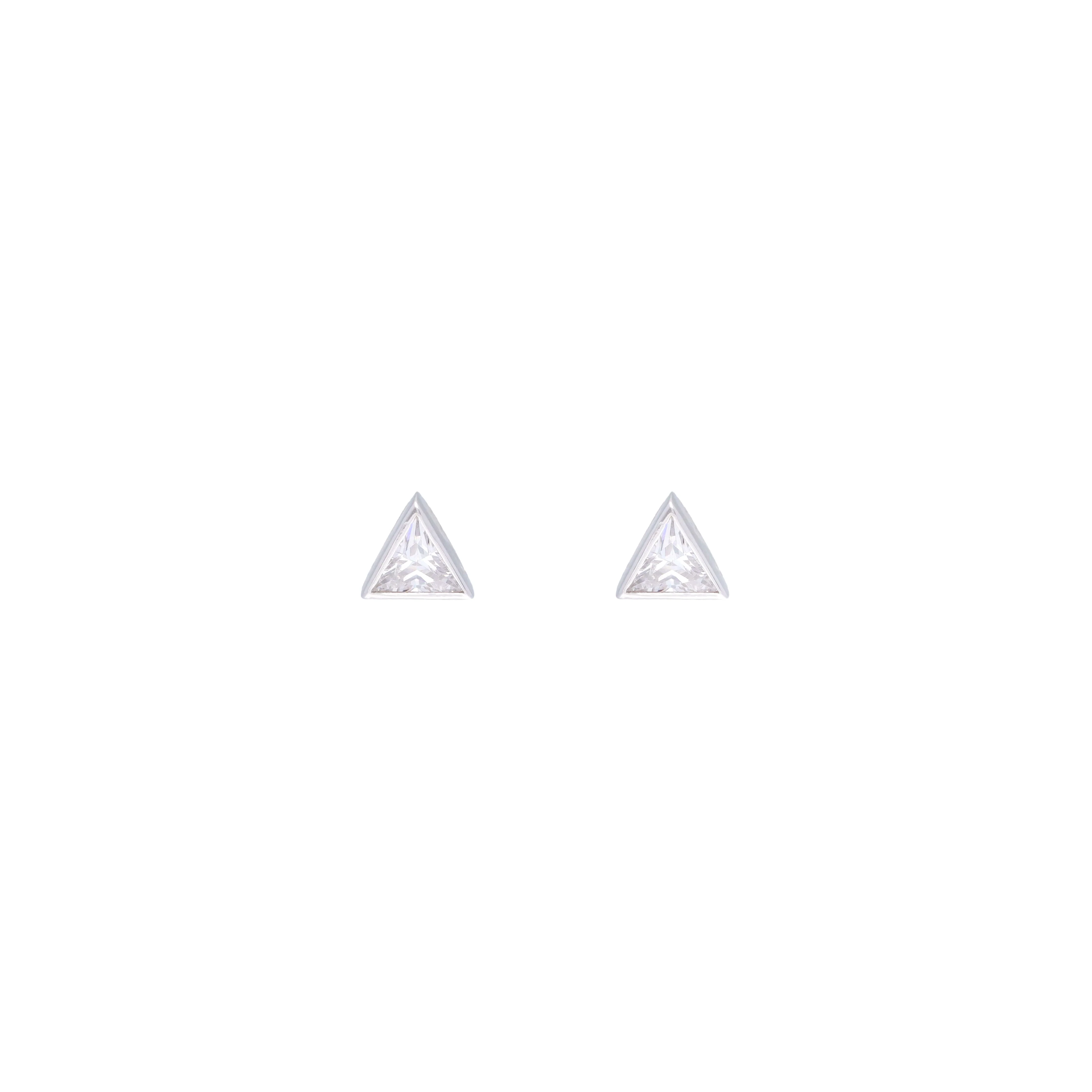 Tantalizing Triangles Small Casual Silver Studs Earrings - Image 3