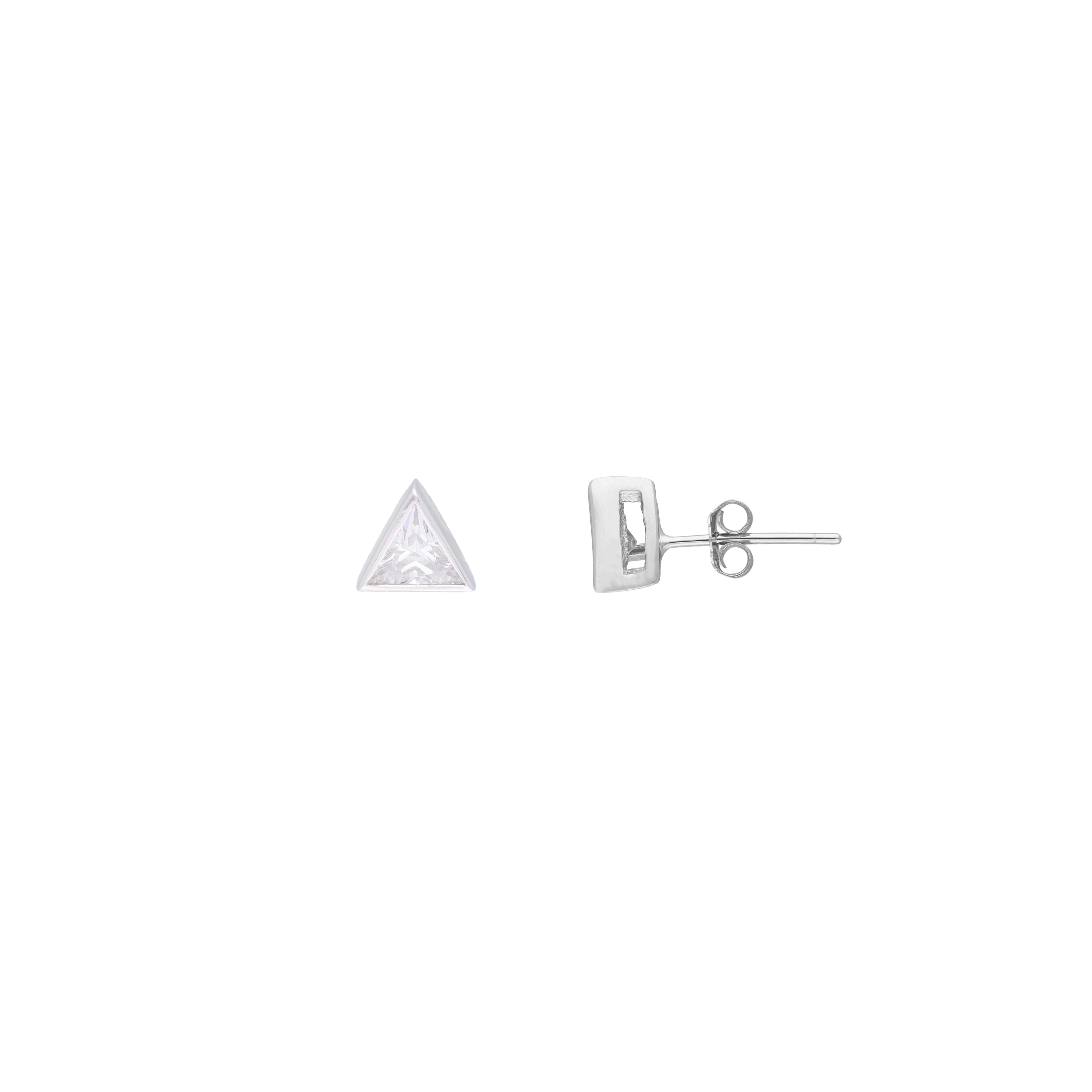 Tantalizing Triangles Small Casual Silver Studs Earrings - Image 5