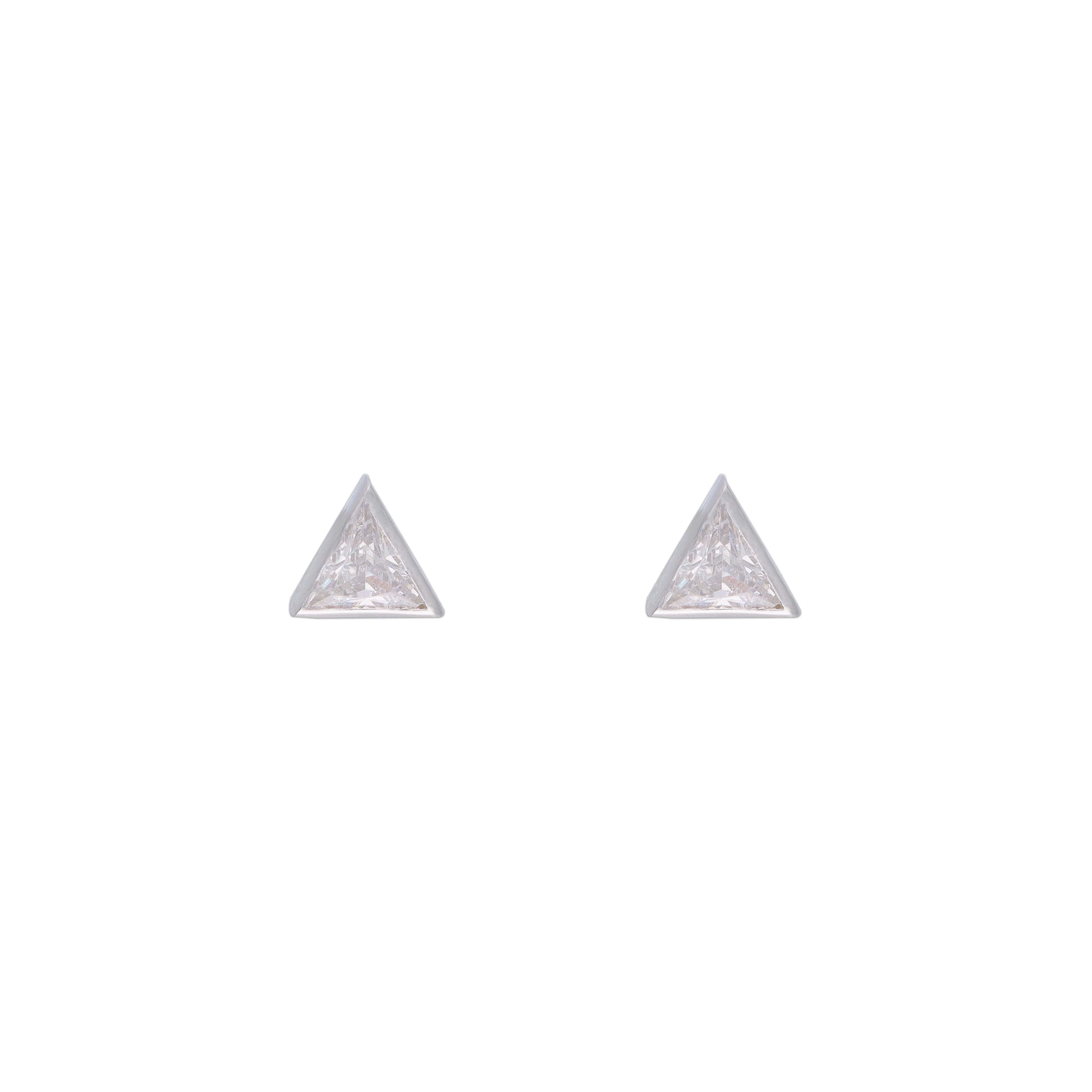 Tantalizing Triangles Big Casual Silver Studs Earrings - Image 3