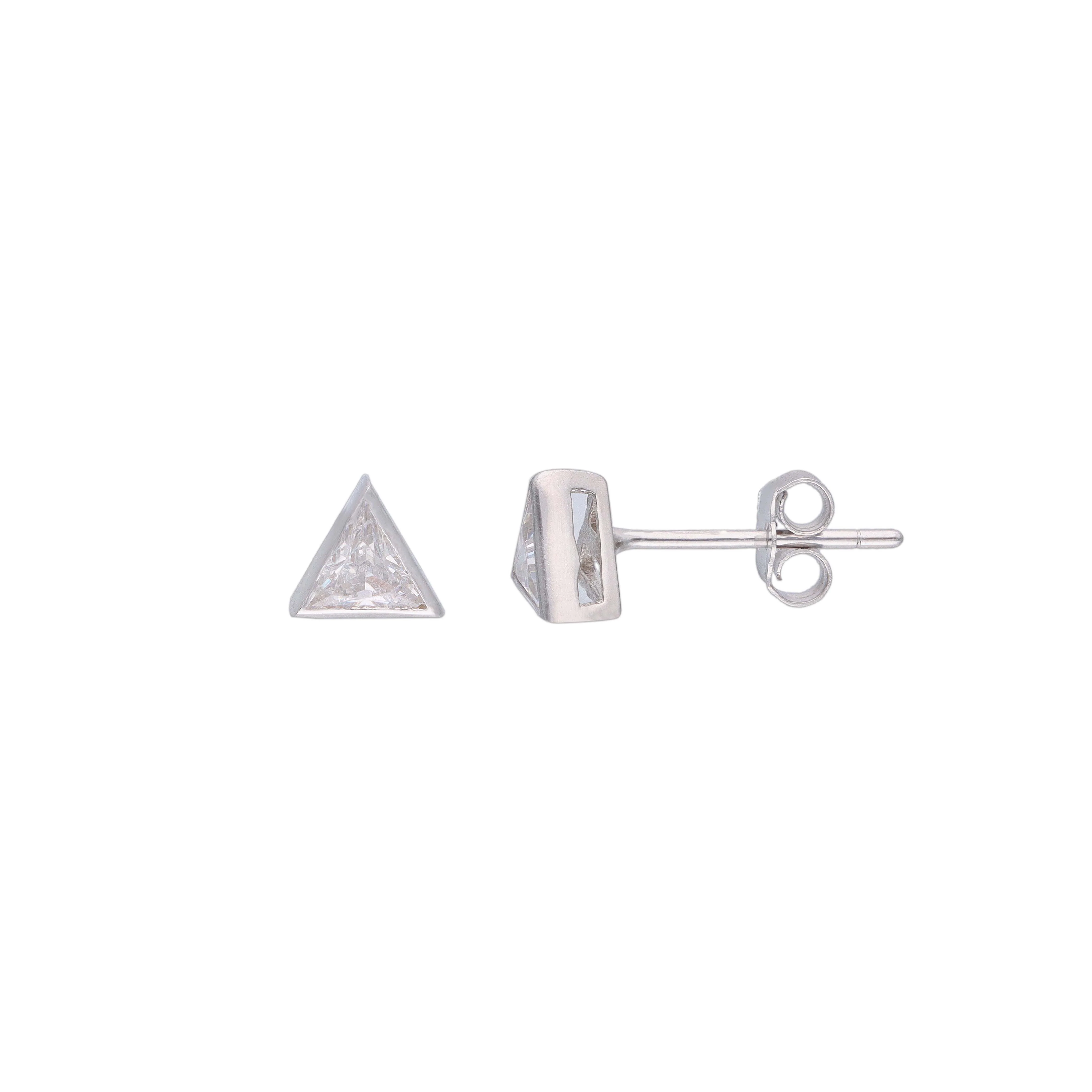 Tantalizing Triangles Big Casual Silver Studs Earrings - Image 5