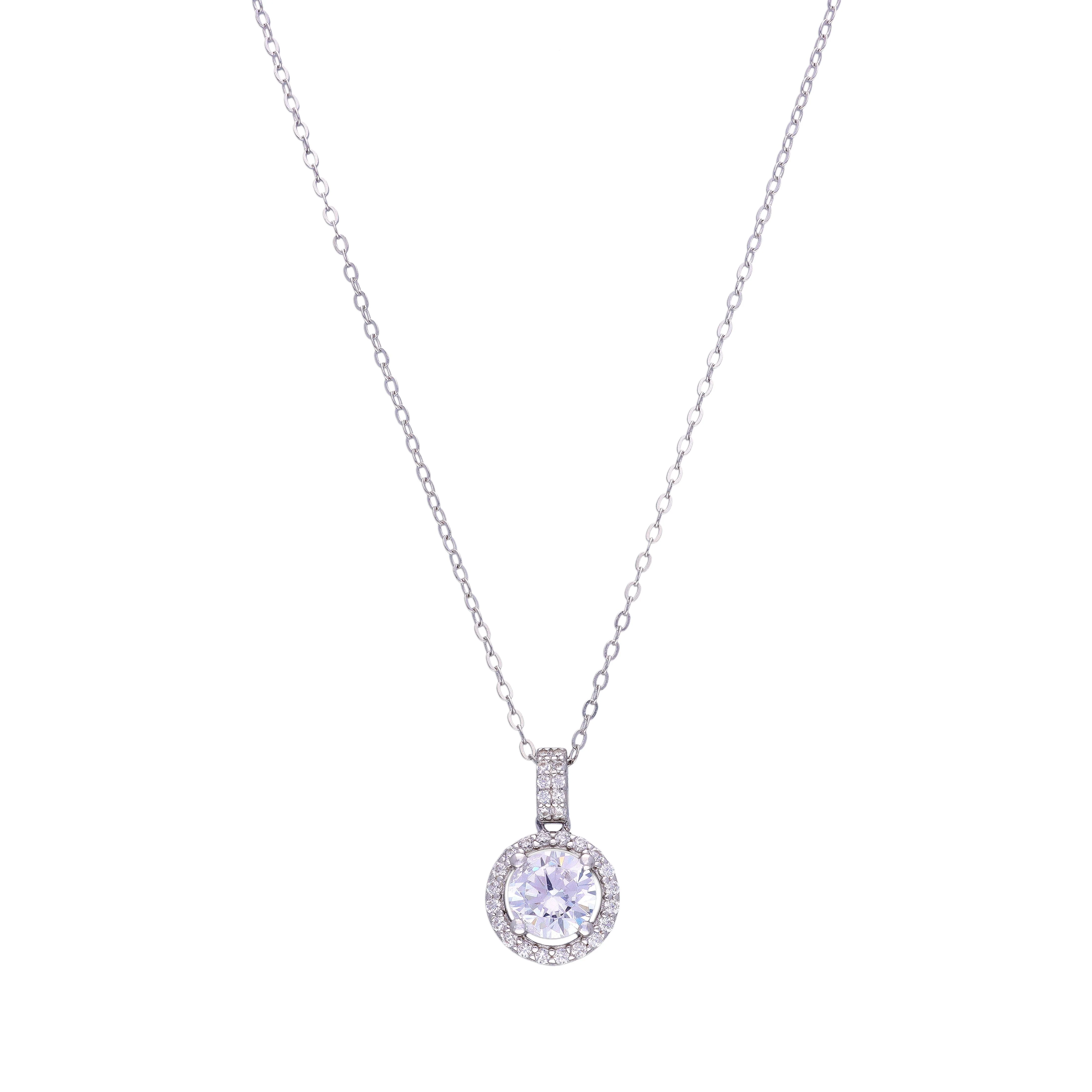 Single Zircon Stud Long Silver Chain Necklace - Image 3