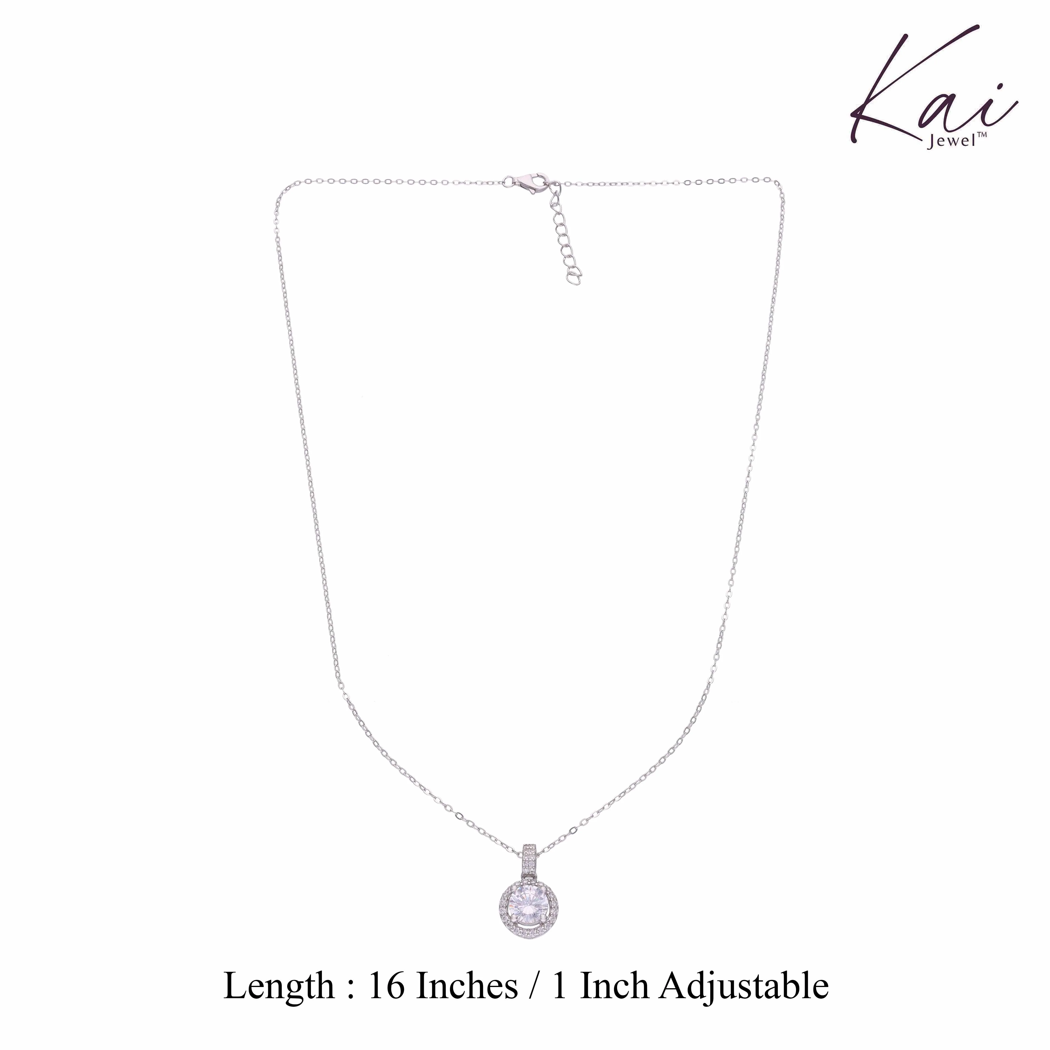 Single Zircon Stud Long Silver Chain Necklace - Image 4