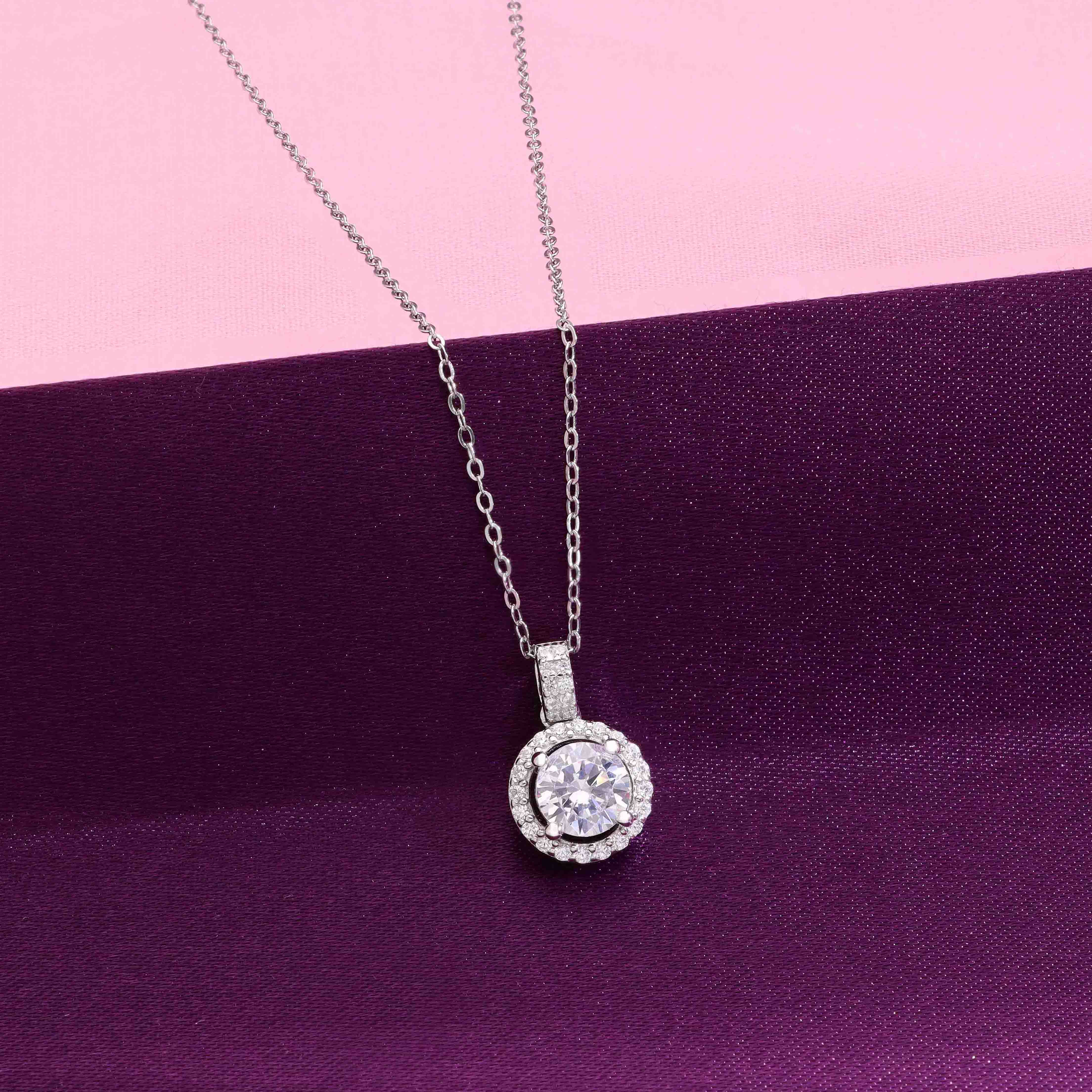 Single Zircon Stud Long Silver Chain Necklace - Image 5