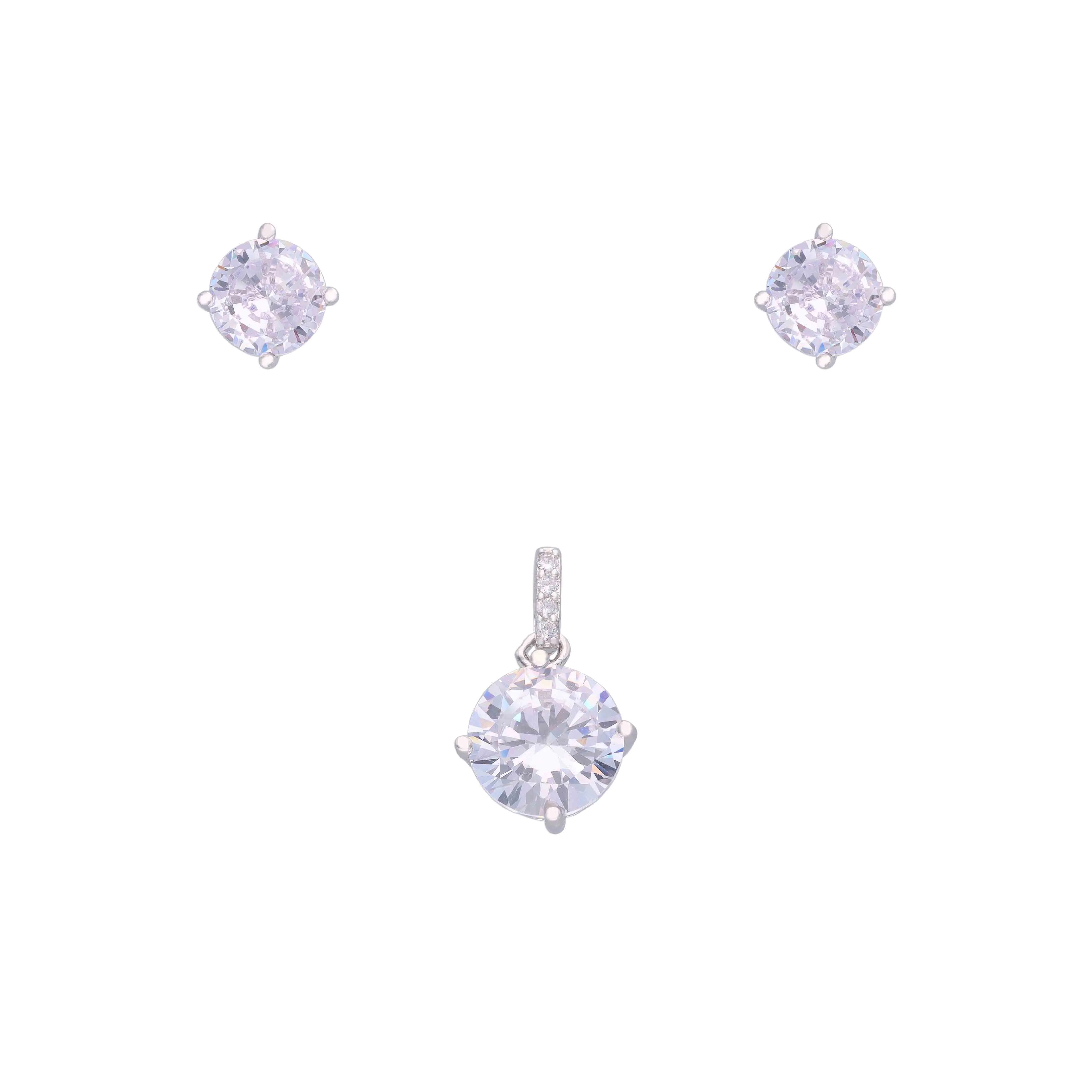 Simply Zircons Silver Pendant & Earrings Set - Image 3