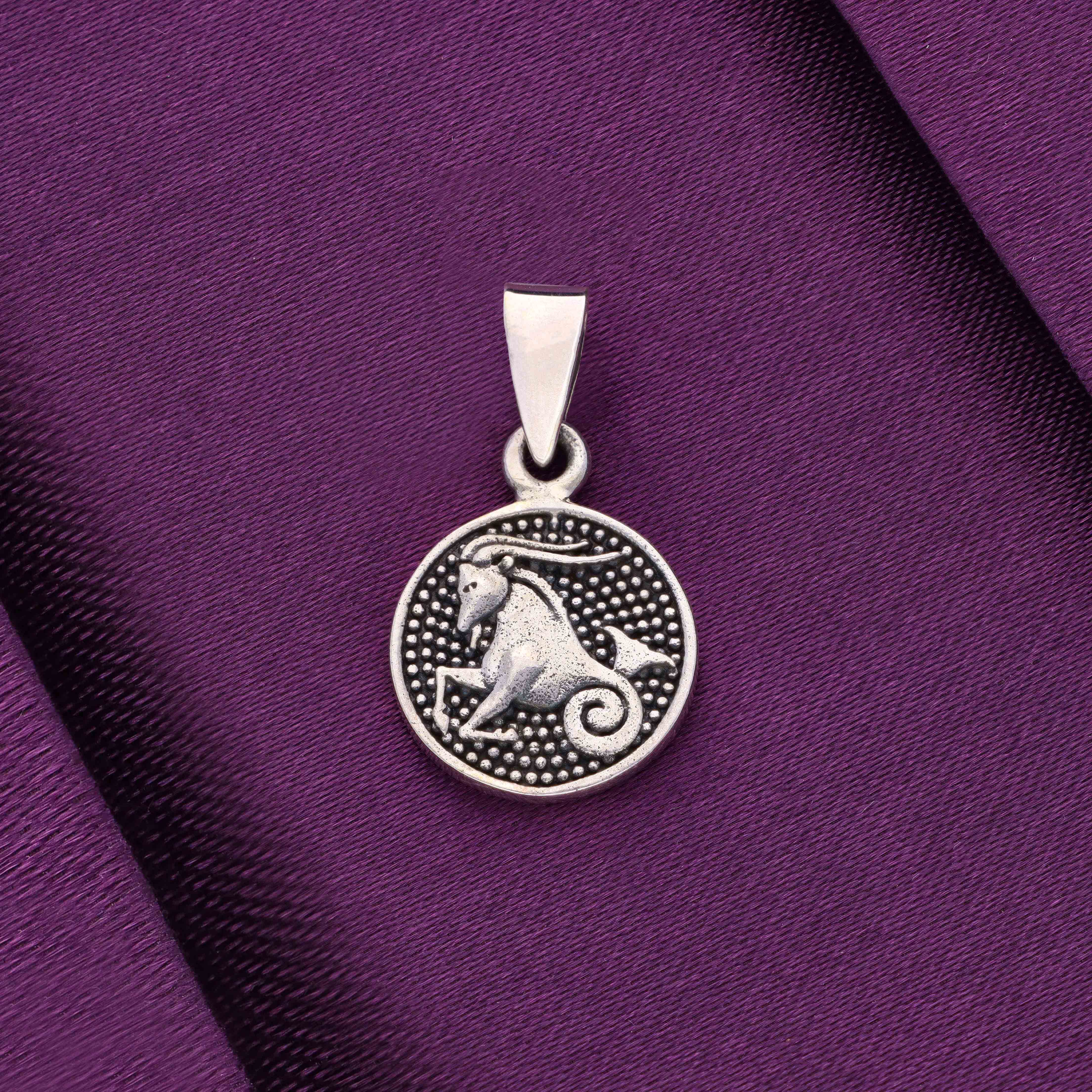 Sterling Zodiac Sign Oxidized Silver Pendant - Image 36