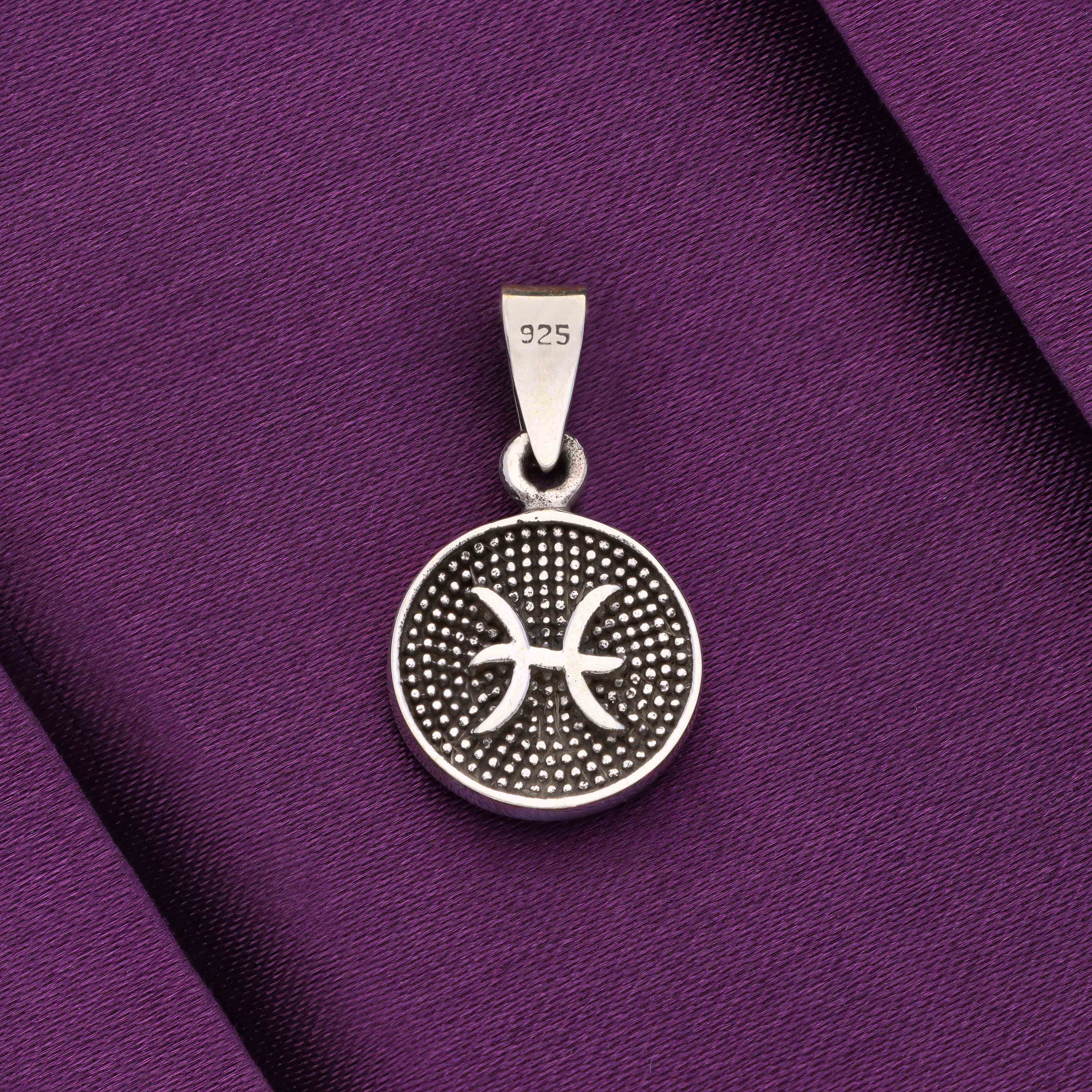 Sterling Zodiac Sign Oxidized Silver Pendant - Image 45