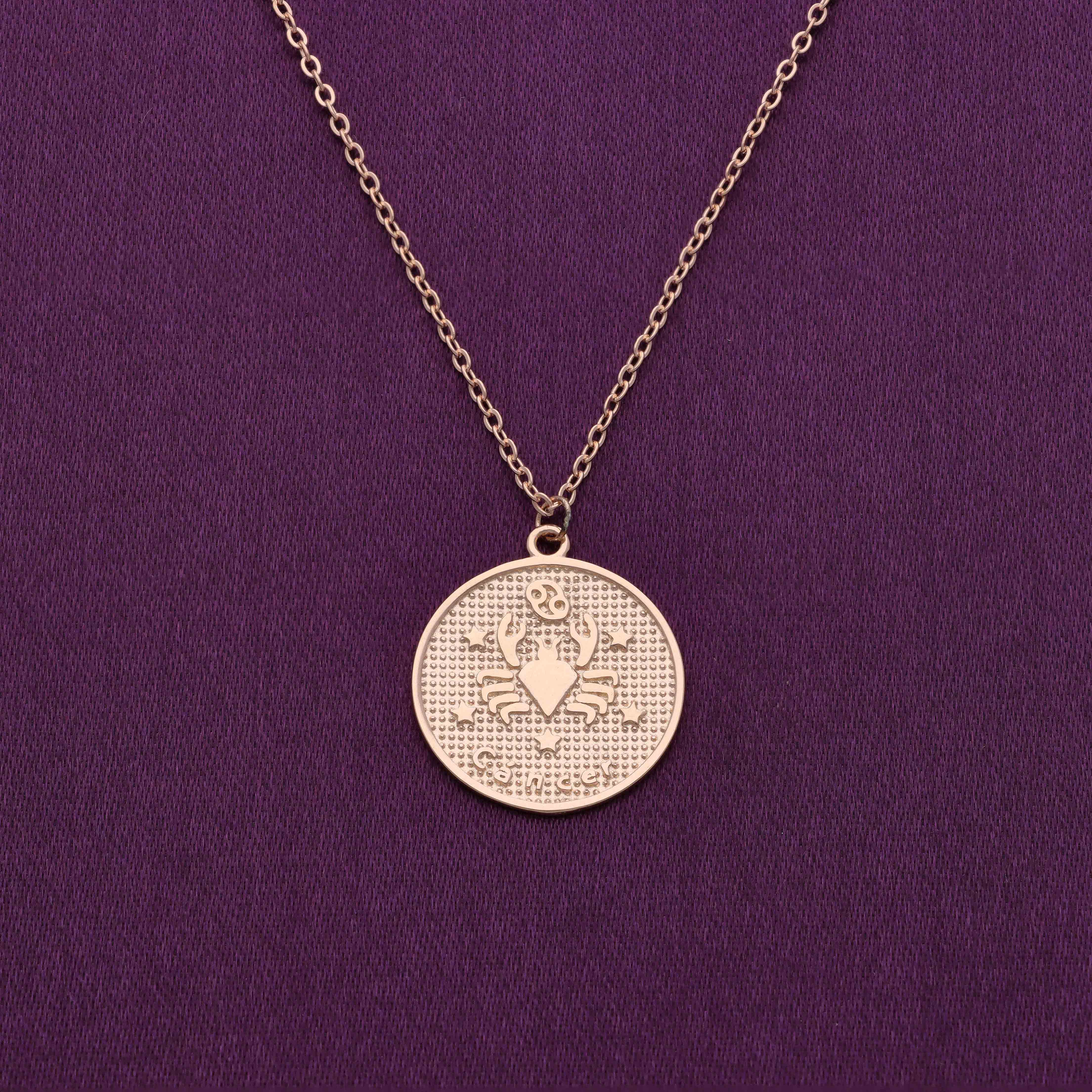 Minimalistic Zodiac Engraved Disc Silver Chain Necklace - Image 10