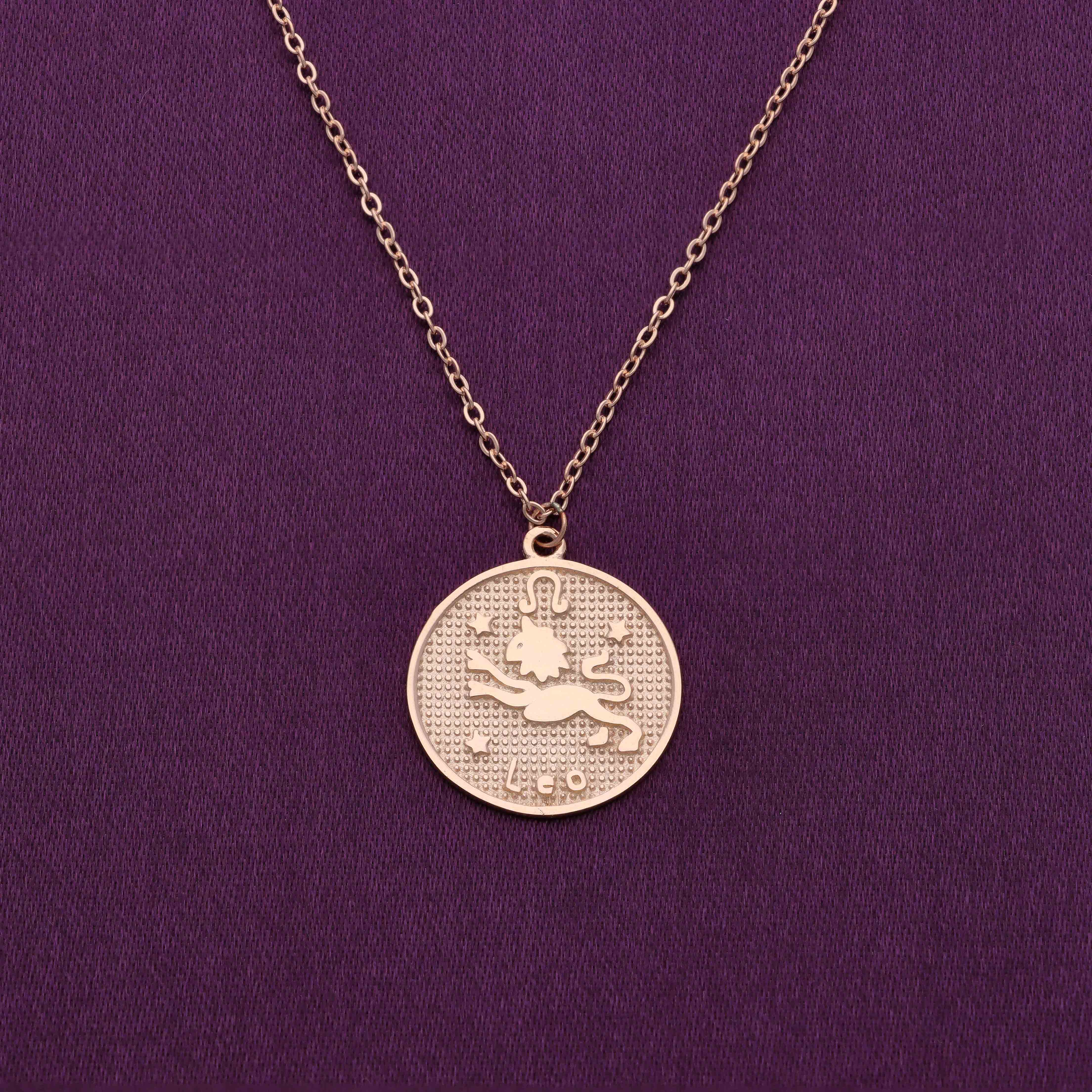 Minimalistic Zodiac Engraved Disc Silver Chain Necklace - Image 12