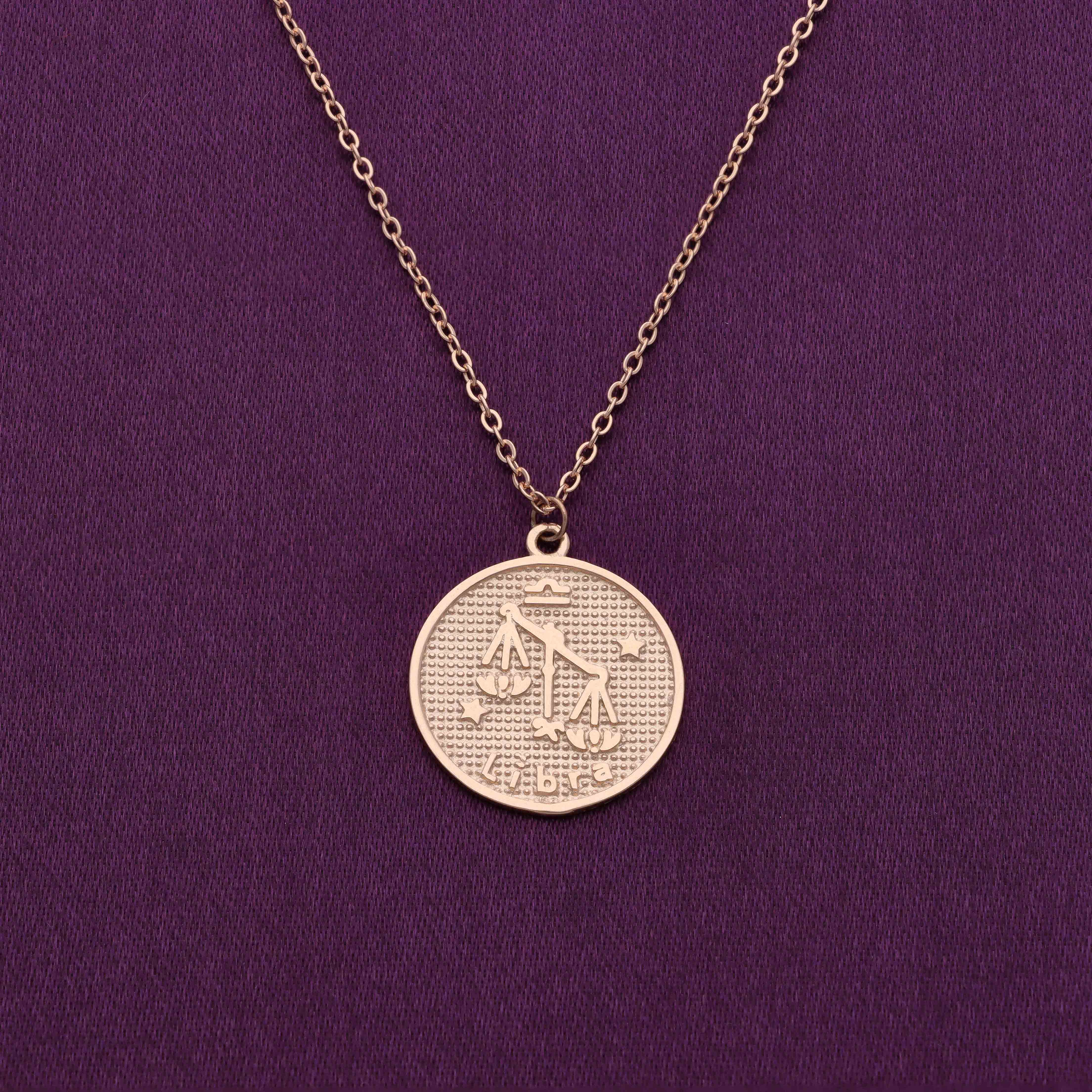 Minimalistic Zodiac Engraved Disc Silver Chain Necklace - Image 16