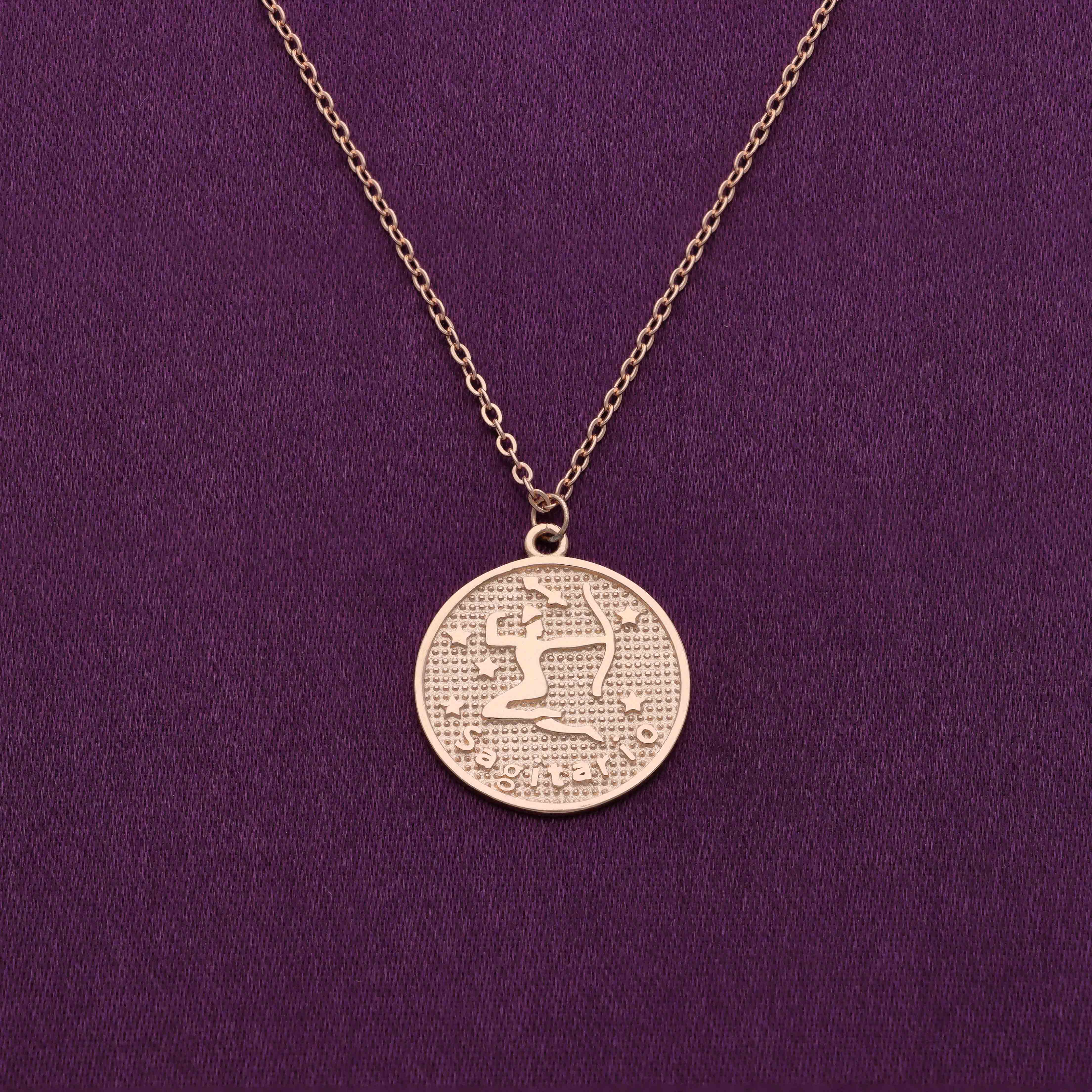 Minimalistic Zodiac Engraved Disc Silver Chain Necklace - Image 20