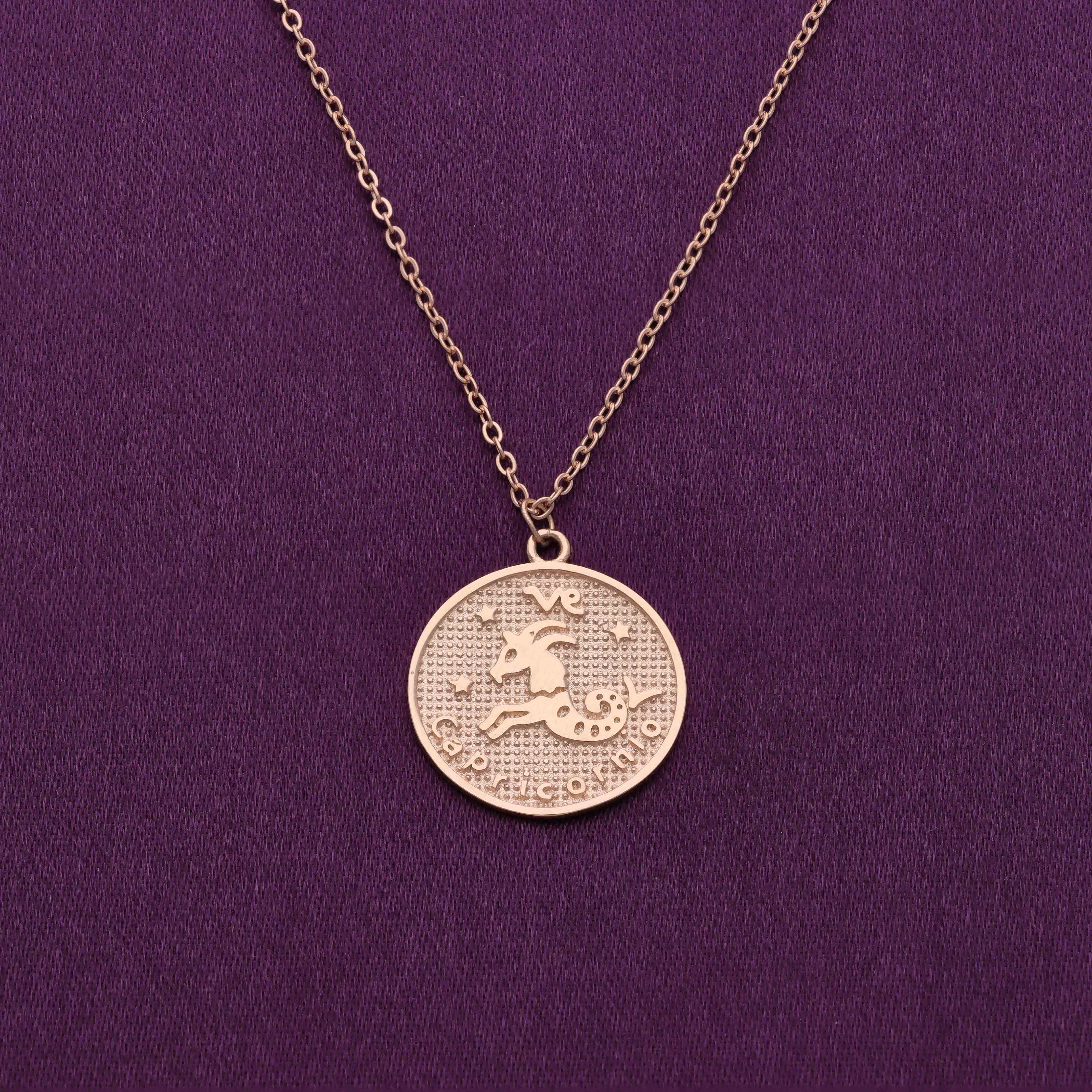 Minimalistic Zodiac Engraved Disc Silver Chain Necklace - Image 22