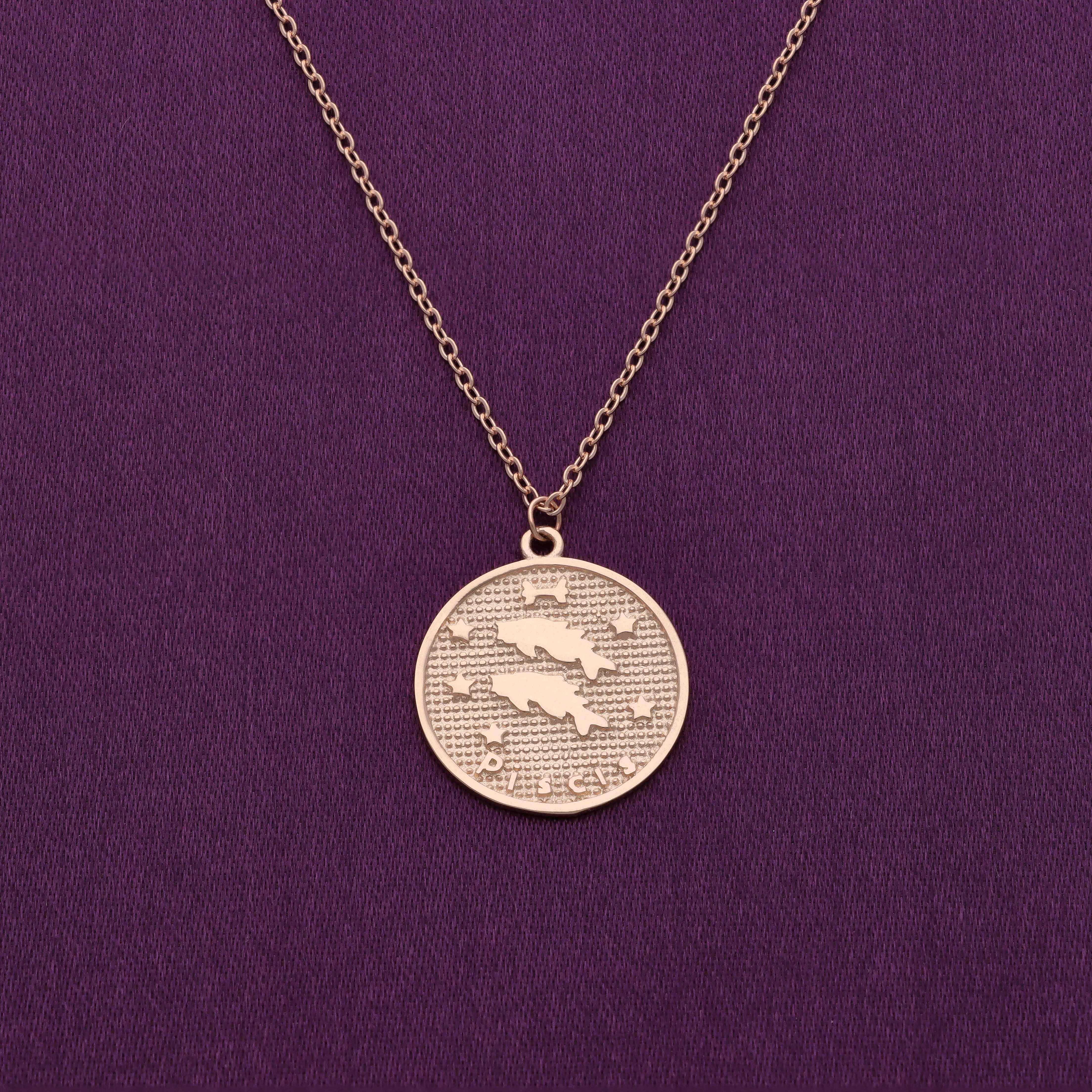 Minimalistic Zodiac Engraved Disc Silver Chain Necklace - Image 26