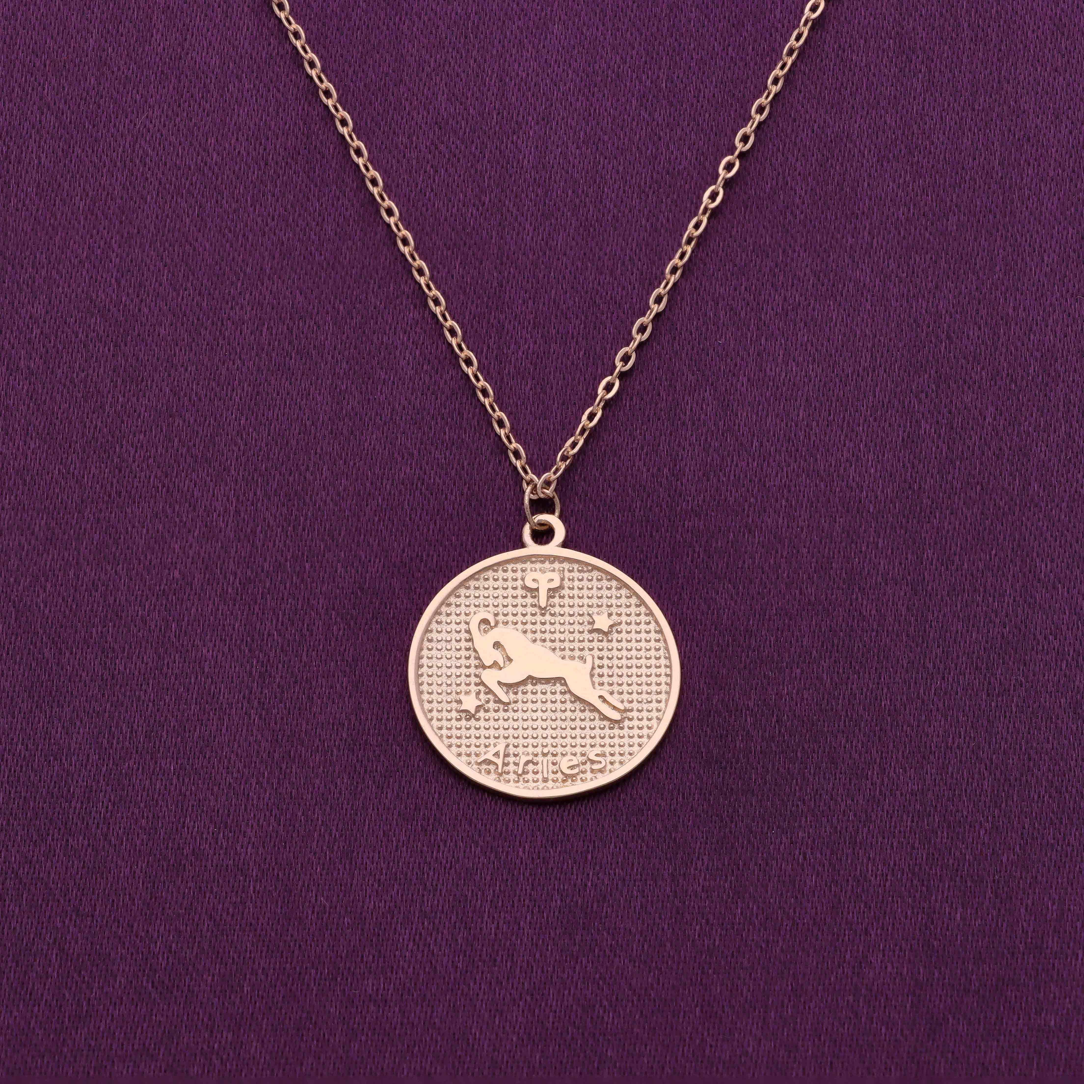 Minimalistic Zodiac Engraved Disc Silver Chain Necklace - Image 4