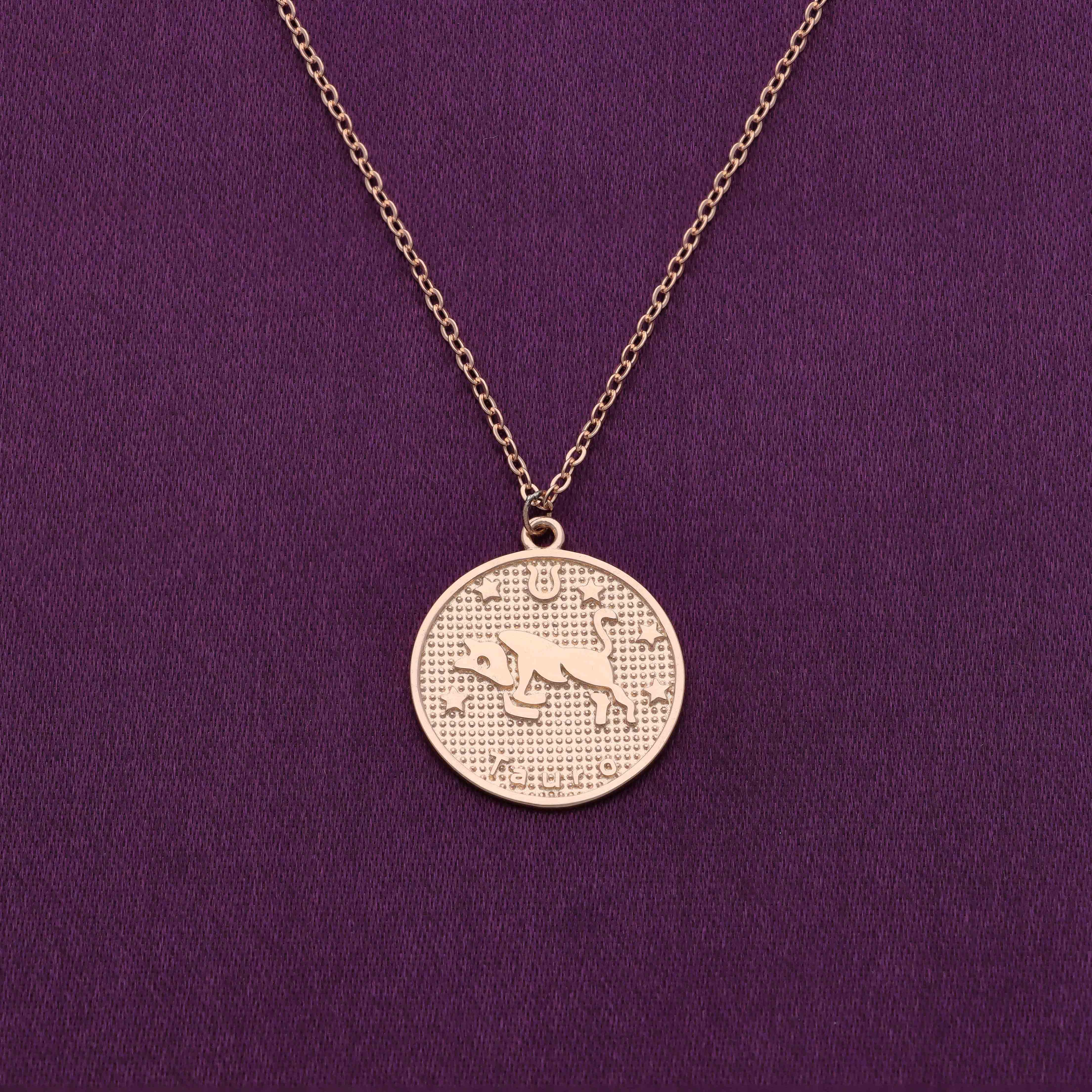 Minimalistic Zodiac Engraved Disc Silver Chain Necklace - Image 6